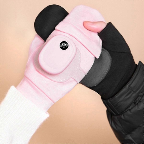 Oppvarmede Hansker, USB Oppladbare Håndvarmere Hansker, Vinter Fullfingerhansker for Kvinner Varme