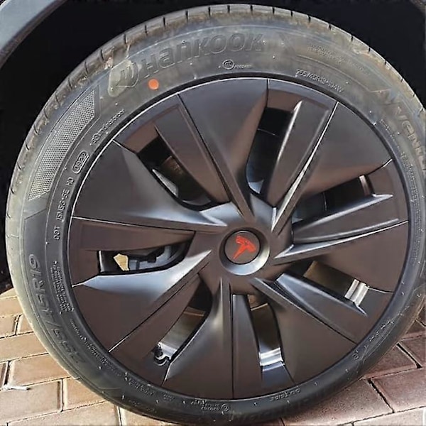 Centrumkapsel (4 stycken) för KAVANIC Tesla Model Y Model 3 Modifieringshjulskydd (Röd/Matt Svart)