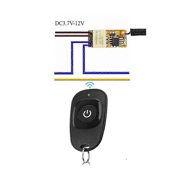Minireläkontakt med tryckknappssparfunktion, RF-trådlös omkopplare, DC3.7V-12V, 433Mhz, Smart Home, liten, fjärrkontroll