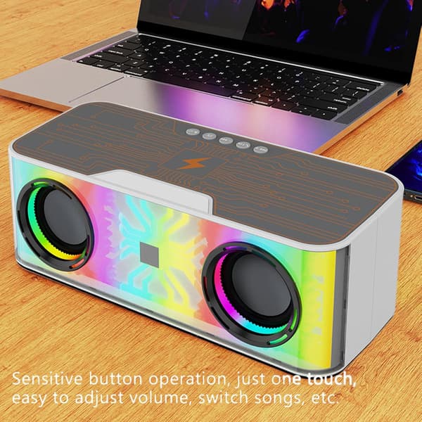 A9 Bærbar Desktop Bluetooth Mini Højttaler med Forbedret Bas og Farverig Omgivende Belysning