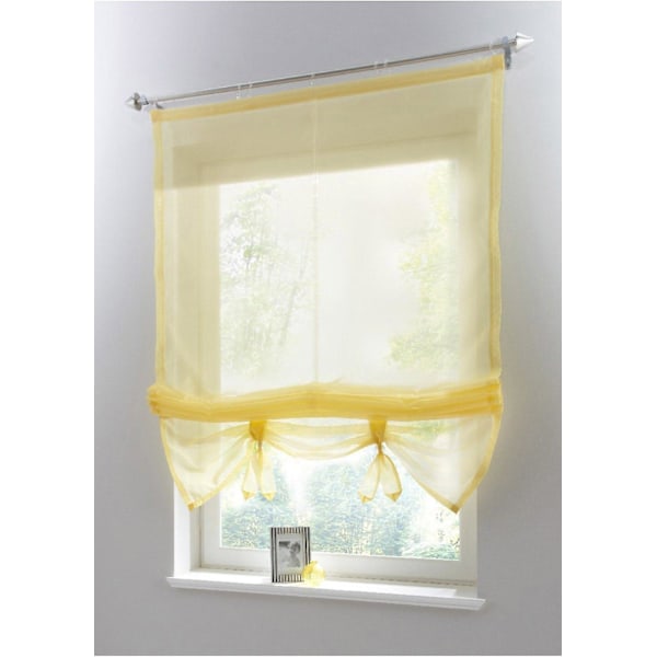 Keltainen, LxK 140 x 155 cm 1-osainen rullaverho lenkeillä, verhot, keittiö, läpikuultava, lenkkiverho, verhot, moderni voile