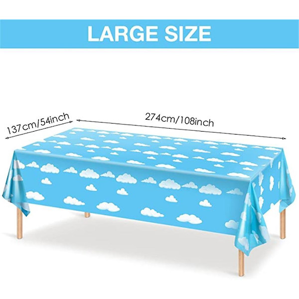 Blå himmel Vita moln Tema Festtillbehör Tecknad Toy Story Engångsservis kopp för barn Pojkar Födelsedagsfestdekorationer 1pc big tablecloth
