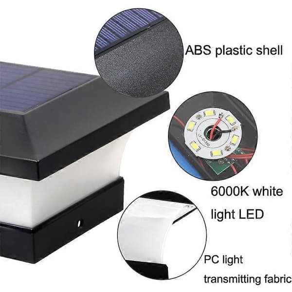 Solar LED Vanntett Utendørs Søylelampe Gårdsplass Belysning