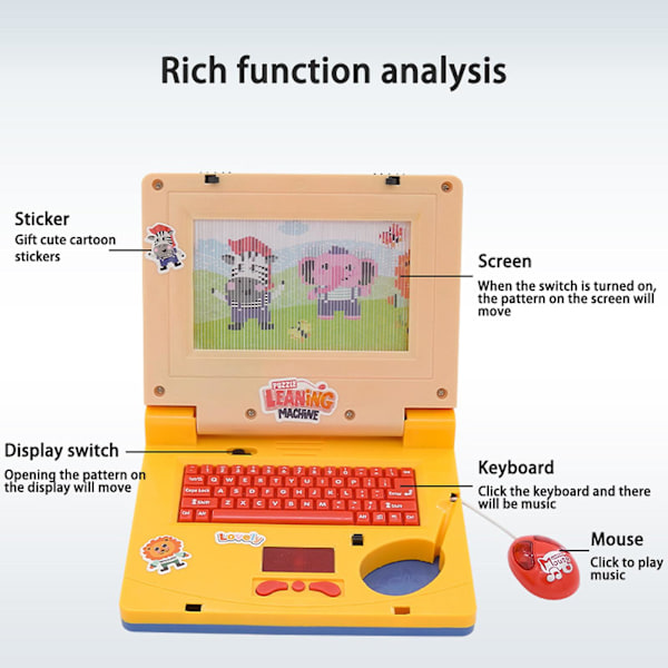 Beste rabatt - Barne Laptop, Barne Notebook Tidlig Utdanning Leke Simulering Barne Lys Musikk Notebook Tidlig Utdanning Leke