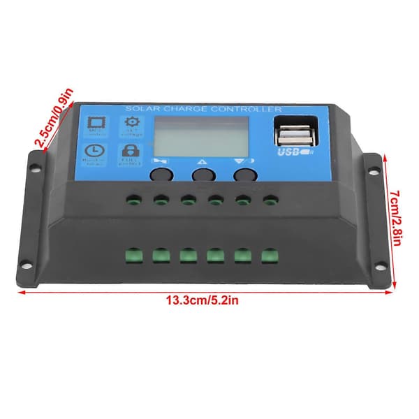 Smart Solar Ladekontroller Regulator MPPT Lading LED Display USB Utgang 12V/24V40A