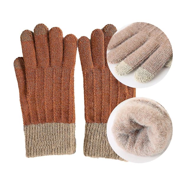 Vinter Touchscreen Stretch Termiske Magic Handsker Varm Uld Strikket Tyk Fleece Style3