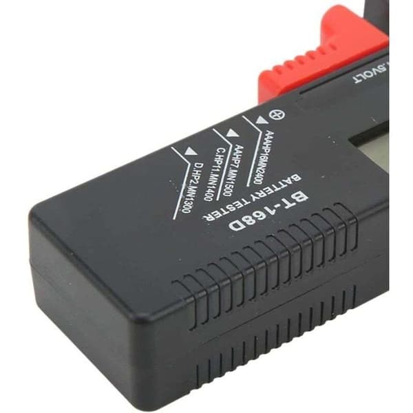 Digital batteritester. Universell batteritester. Egnet for AA, AAA, CD, PP3, 9V og 1,5V batterier.