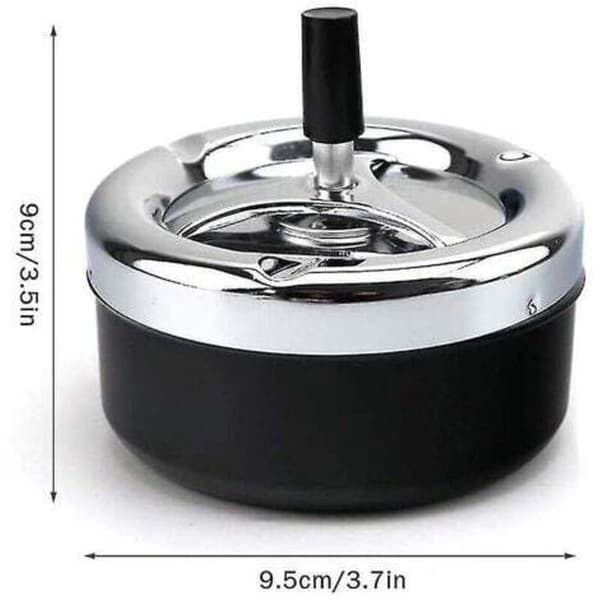 Automatisk Roterande Askkopp Stor Metall Med Lock. Svart