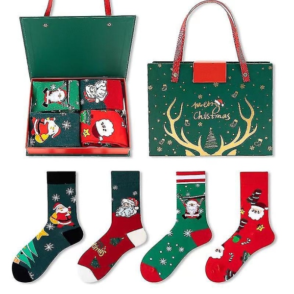 4 par julstrumpor present, vinter ankelstrumpor, presentförpackningar B