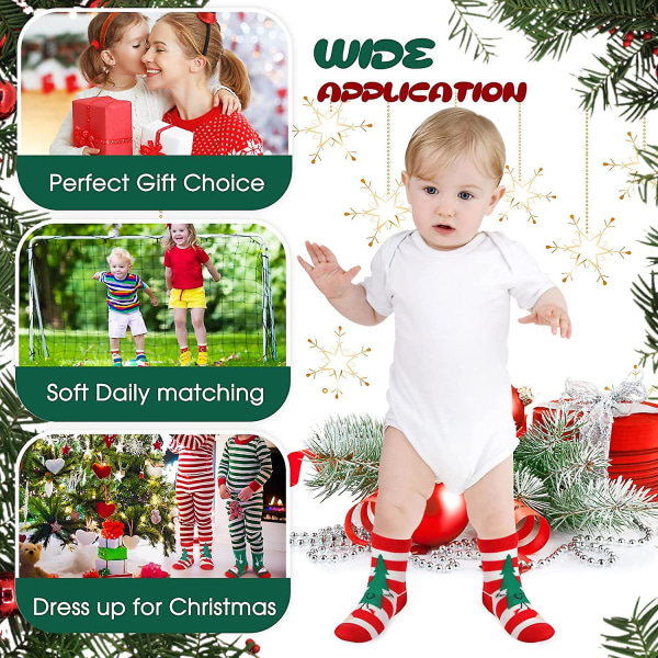 Par jul Toddler Barn Toffelstrumpor Jultomte Snögubbe Barnstrumpor Mjuka Varma Julklappsstrumpor Unisex bomullsstrumpor Julklapp till
