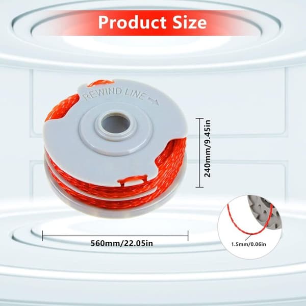 6 erstatningsspoler for 1,5 mm gresstrimmere