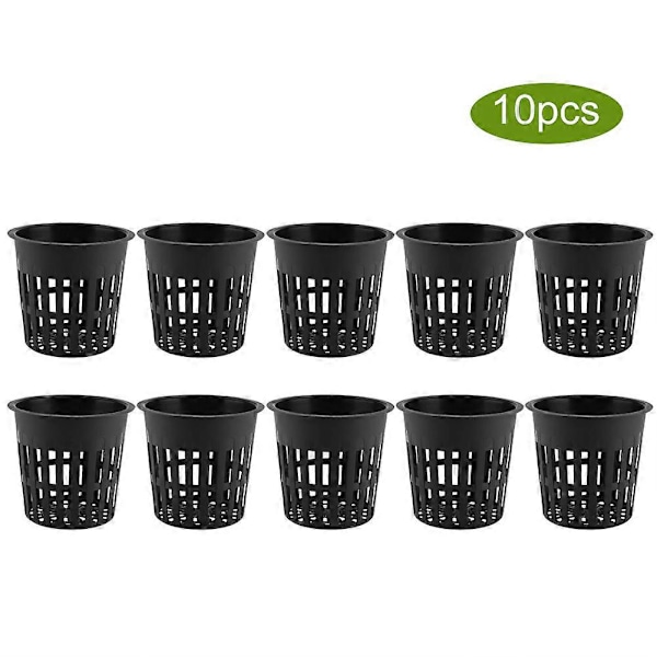 10 stk./sæt Holdbar Sikker Plast Hydroponisk Kurv Kop til Have Altan Plantning (Sort)