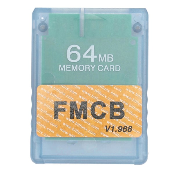 Konsoll Minnekort V1.966 OPL HD Loader Programkort Spill Startkort med Transparent Etui Transparent Blå 64MB