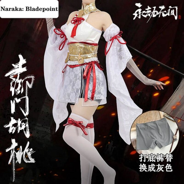 Nytt spel Naraka: Bladepoint Loli Hutao Cosplay Kostym Klänning Handskar Leggings Vita Tights Halloween Kvinna Accessoarer Set XXXL