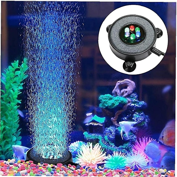 Akvarielys, Akvarielys til fisketank, Akvarieluftsten Bobletank Luftsten Lumble med 6 farveskiftende LED'er til akvarium