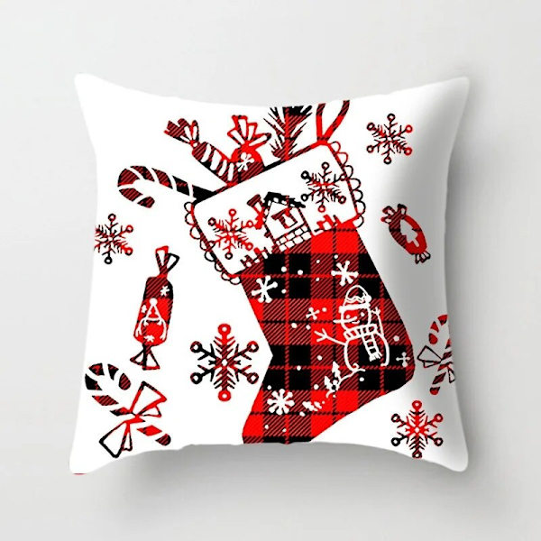 45x45cm Röd Vit Svart Gitter Jul Örngott God Jul Prydnader För Hem Xmas Nyår 2023 Soffa Bil Cover Burgundy