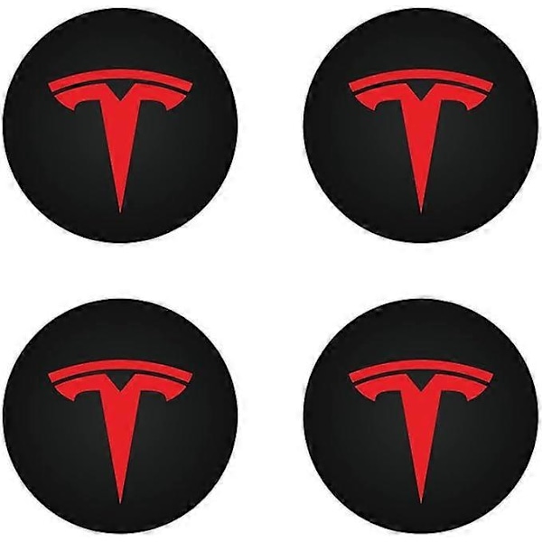 Centrumkapsel (4 stycken) för KAVANIC Tesla Model Y Model 3 Modifieringshjulskydd (Röd/Matt Svart)