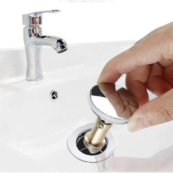 2 Stykker Afløbsprop til Badekar til 36 mm Diameter Kloak, Forkromet Massiv Messing