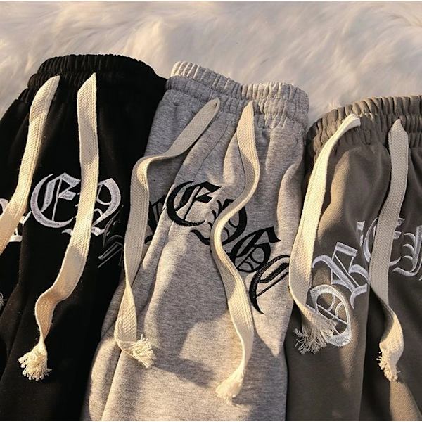 Retro basketshorts för män Street Letter broderade shorts Gray XL