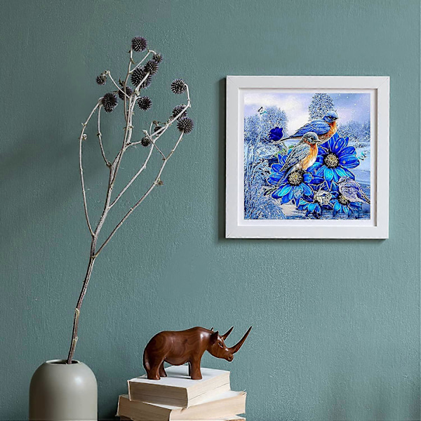 5D DIY Timanttimaalaus Täysi Sarja - Siniset Linnut/30 * 40cm, Maalaus Kirjonta Ristipisto Timantti Ommel Numeroilla Lapsille Aikuisille Seinätaide Lahjat Dec