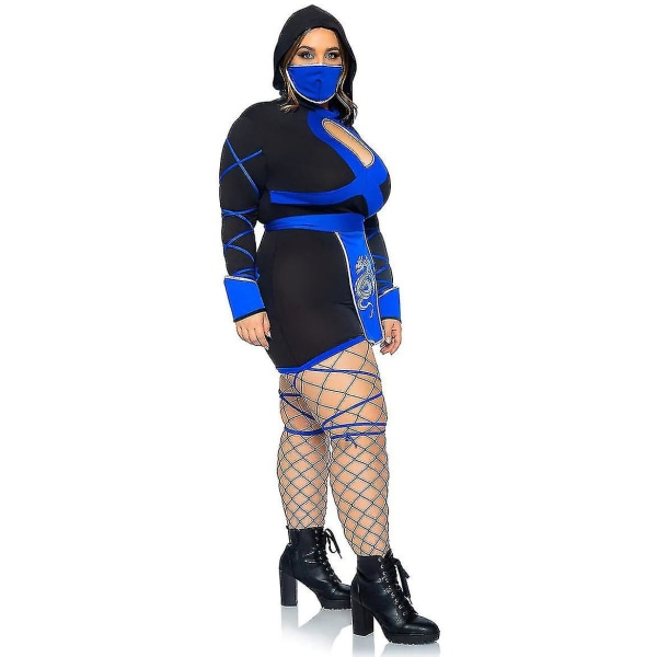 Kvinnors Halloween Dragon Ninja Cosplay Jumpsuit Kvinnlig Samurai Kostym Lady Fancy Dress Outfits - Blue S