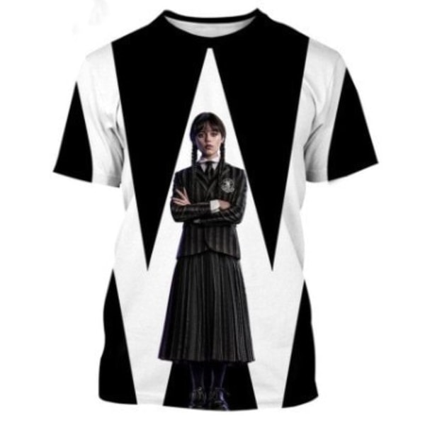 2023 sommar ny onsdag Addams 3DT T-shirt pojkar och flickor 130cm