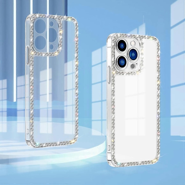 1 STK Kompatibel med iPhone 13 Pro Max Gjennomsiktig Deksel Søtt for Kvinner Jenter Bling Diamant Glitter Rhinestone Glitrende Skinnende Støtfangerdesign Myk Silikon Luksus