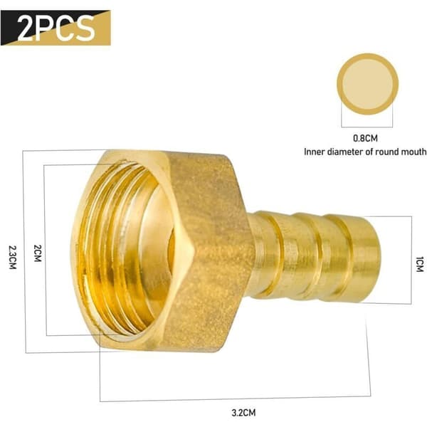 stk Sourcing Map Messing Barb Rørfittings Forbindelsesadapter. Indvendigt Gevind 1/2\" G x 10mm