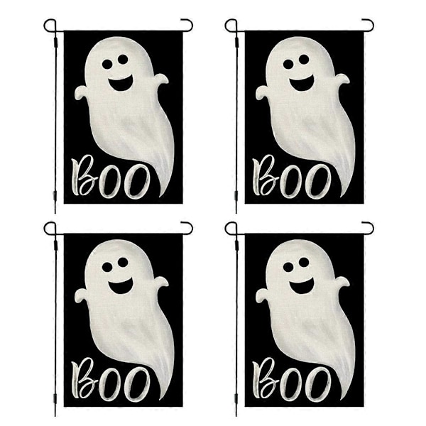 Halloween-tema Linne Dubbelsidigt Tryckt Trädgårdsflagga Högtidsdekor Trädgårdsflagga Välkomstflagga Vid t