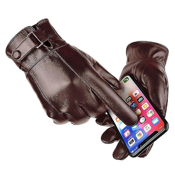 Herr Vinter Varmt Mode Vattentäta Handskar Herr Faux Leather Driving Handskar S-l M