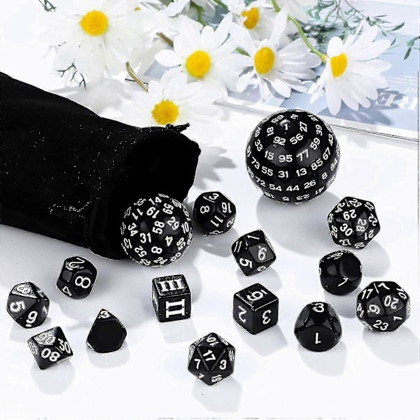 15-osainen Täydellinen Monitahokas DND Nopan Sarja - D3-D100 Pallomainen RPG Nopan Sarja