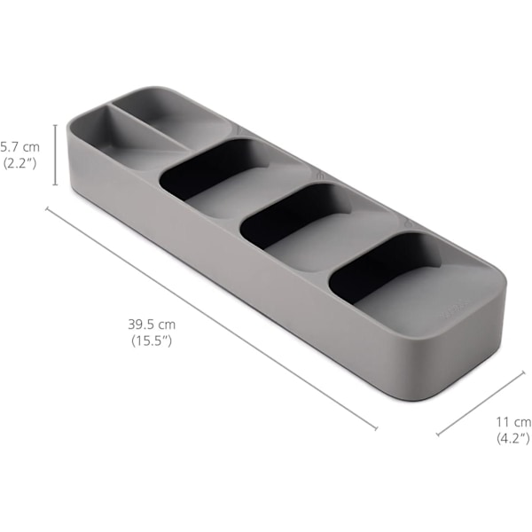Bestikkurv til Kompakt Skuffe, Skuffeorganisator, Hvid, 11 x 39,5 x 5,7 cm