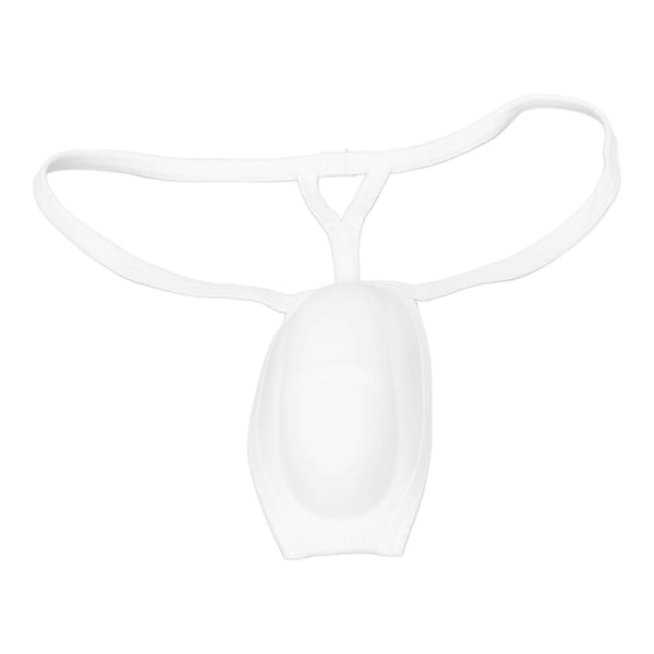 Män Bulge Cup Mjuk Polyester Bomull Stereo Form Bulge Täckande Underkläder Cup med Rem Vit L