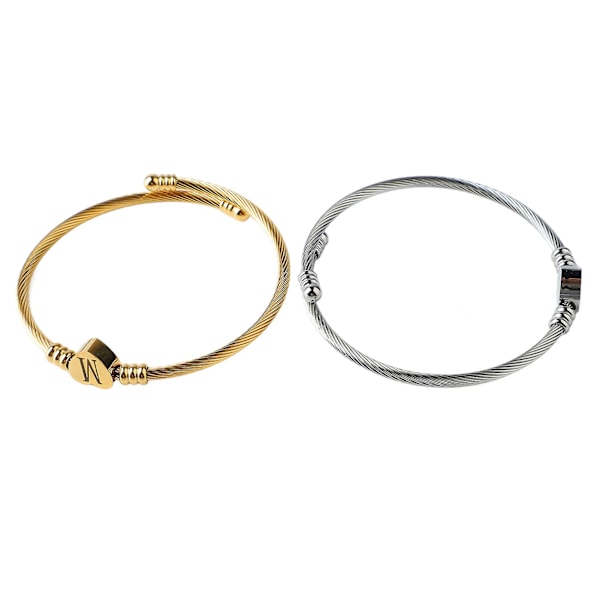 2 stk. Snoet Armbånd Knude Manchet Hjerteform M Bogstav Titanium Stål Snoet Armring