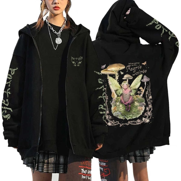 Melanie Martinez Portals Hoodies Tecknad Dragkedja Sweatshirts Hip Hop Streetwear Kappor Män Kvinna Oversized Jackor Y2K Kläder Black2 L