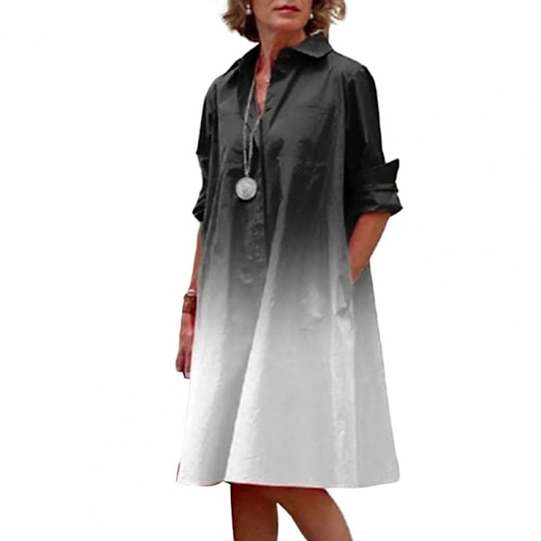 Sommar Populär Enfärgad Polka Dot Print Sexig Skjorta Sommarklänning Lös Pocket Dress A9SYDDG2306145 3XL