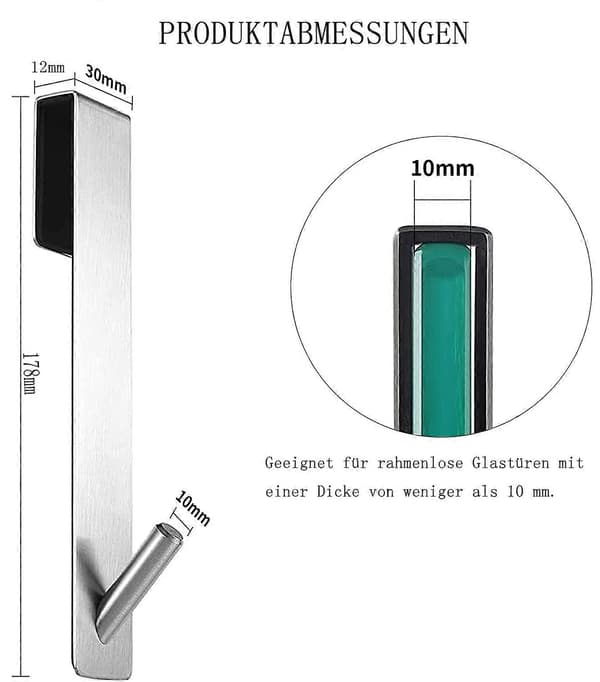 2 STK-Dørkrog-rustfrit stål (17,8 cm)