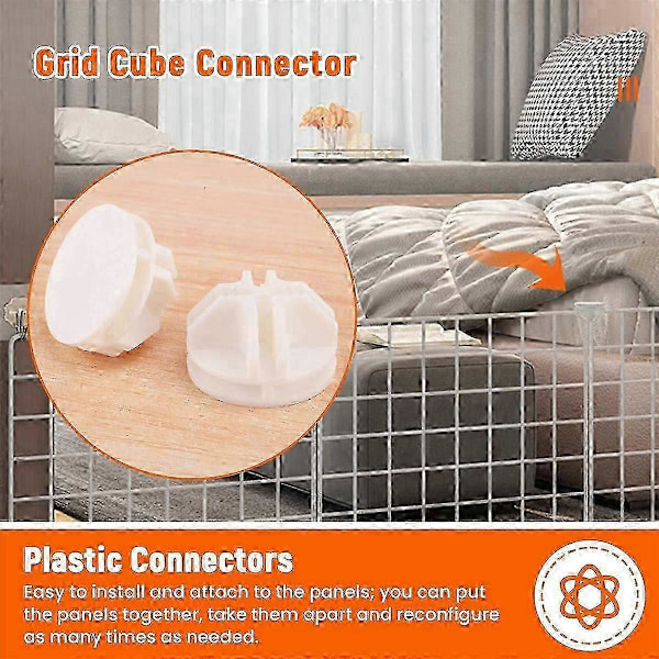 20 stk. Grid Cube Connector Abs-stik til Wire Cube Opbevaringsreoler (Hvid)