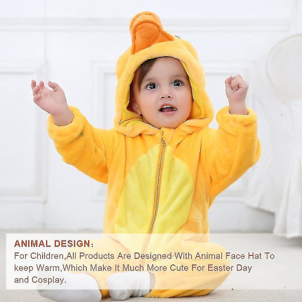 Unisex baby Vinter Höst Flanell Huva Romper Cosplay Jumpsuit Hög kvalitet Duck 2 5 Months