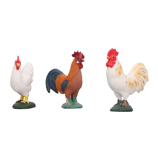 4 stk. Simulerede Gårdkylling Figurer Sæt Hane Høne Kyllinger Dekoration Gård Dyr Figurer til E