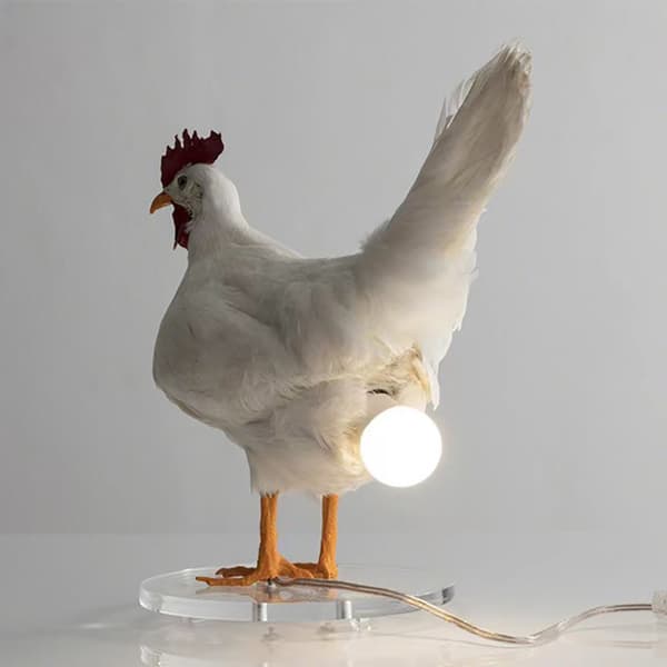 Harpiks LED eggelampe, eggelampe, skrivebordslampe, 3D høne som legger egg