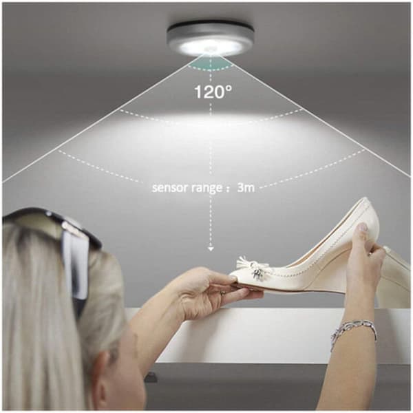 Sæt med 3 LED-spotlights med bevægelsessensor. Sølv
