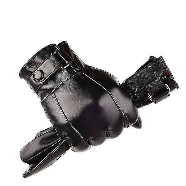 Herr Vinter Varmt Mode Vattentäta Handskar Herr Faux Leather Driving Handskar S-l M