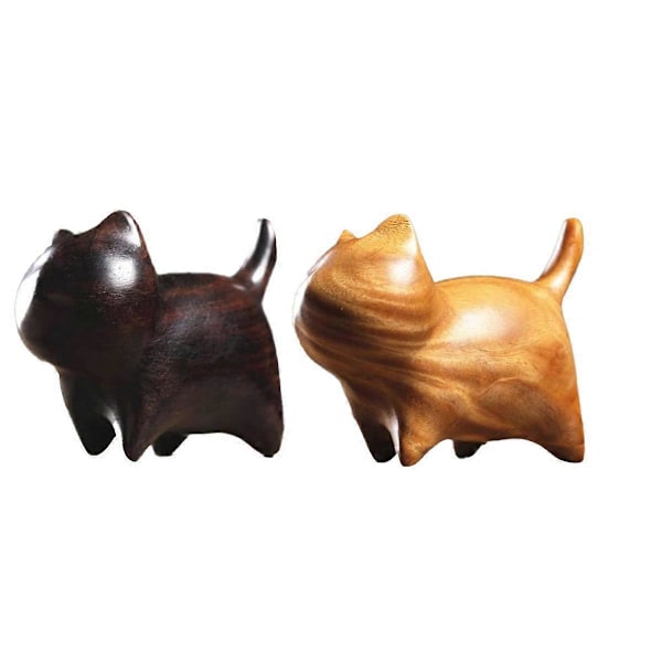 Kattfigurer i trä, modern stil, dekor, söta staty-ornament för skrivbord, kontor, presenter, kaffe