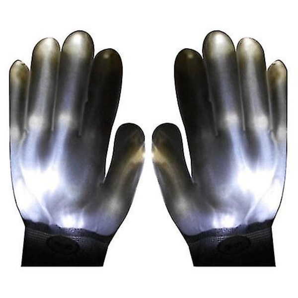 Led blinkande handskar Glow Light Up Finger Lighting Dans Rave Party Kids White