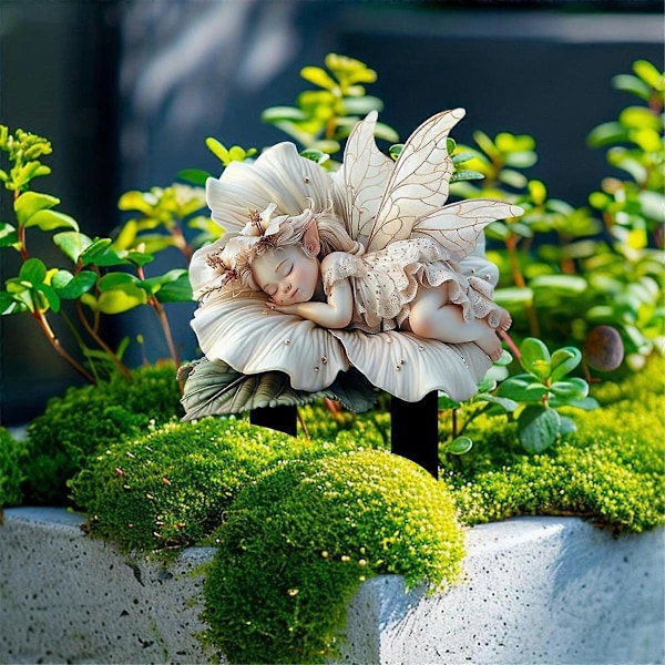 Hvit Lotus Fe Hage Stake Akryl Blomsterpotte Dekor Solfanger og Hagelandskap