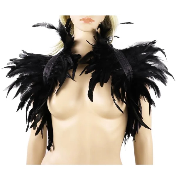 Feather Shrug Sjal Feather Fake Collar Shoulder Wrap Cape Gothic krage med bandband Cosplay Kostym Party Scarf Damer Blue