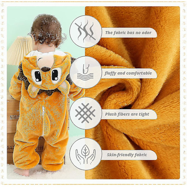 Unisex baby Vinter Höst Flanell Huva Romper Cosplay Jumpsuit Hög kvalitet Hedgehog 30 36 Months