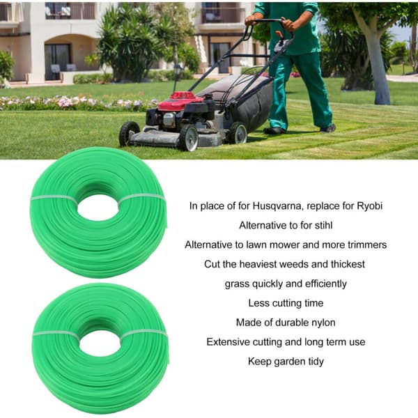 2 st 1,6 mm x 100 m tråd för elektrisk gräsklippare grön -