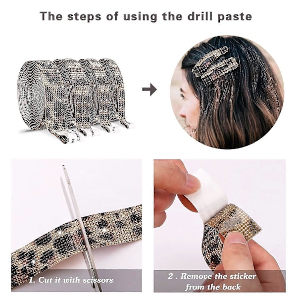 4 Ruller Rhinests Bånd Rhinest Rotte Klistermærker Til Diy Bil Ph Rotte (Mønster)